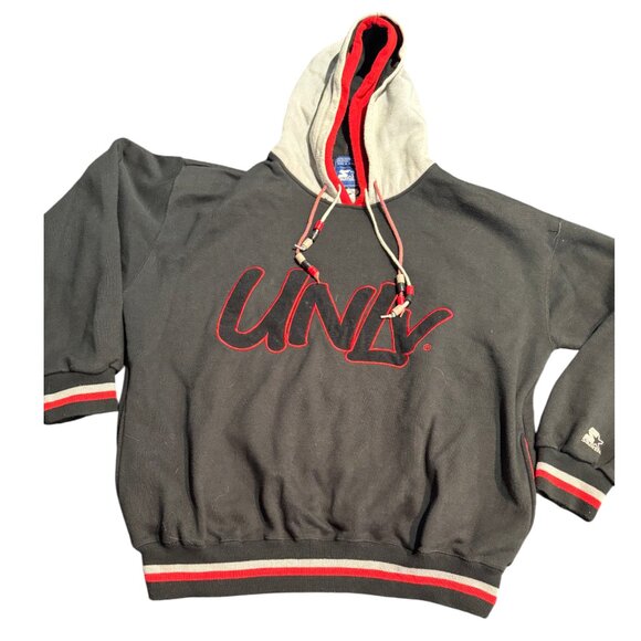 Vintage 90s UNLV NCAA Embroidered Starter Double Hood Pockets Sweatshirt Size L - Picture 2 of 11